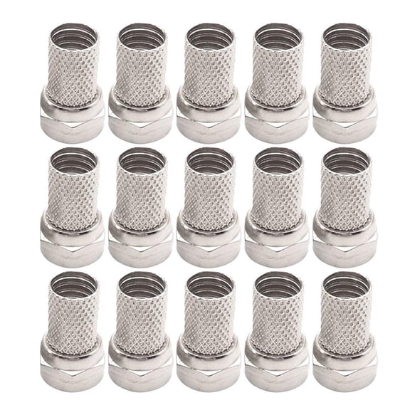 Agiufgs 15 Pack F-Type Connector 15pcs Metal, Secure Connection with Compression Design, for RG6 Coaxial Cable Installations, Silver