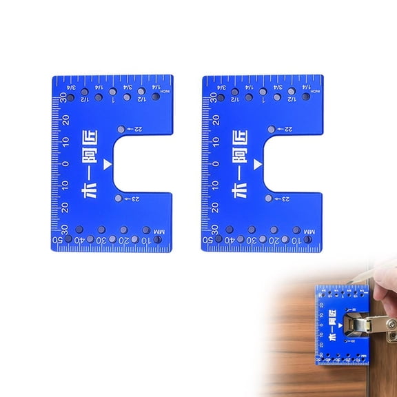 Agiufgs 2 Pack Hinge Installation Spacer Aluminum, Accurate Hole Positioning and Quick Alignment, for Cabinet Door Installation, Blue, 2pcs Aluminum Alloy