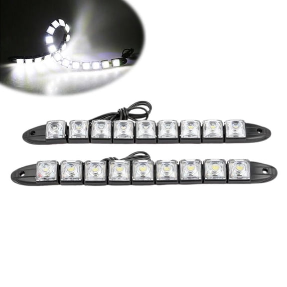 Agiufgs 2 Pack LED Daytime Running Lights 9 LED 12V 6000-8000K, Super Bright White Light, for Cars Trucks Suvs Setup and Daily Use, White, 2pcs