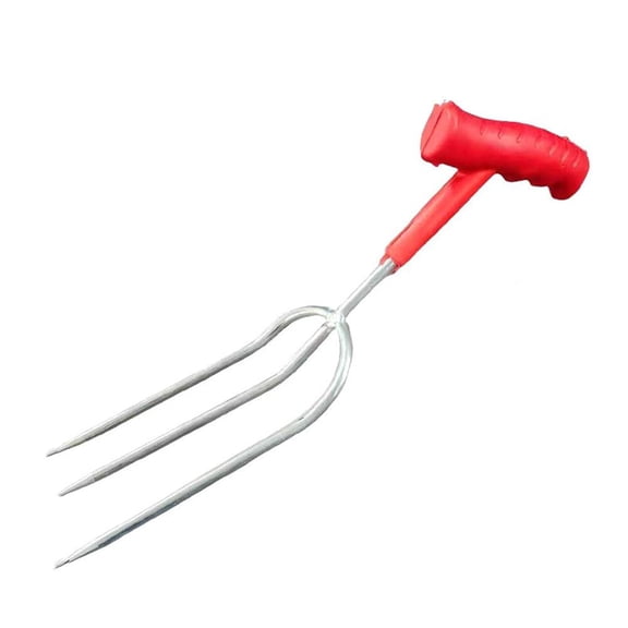 Agiufgs 2 Prong Hand Fork Solid Manganese Steel, Loosens Hard Compacted Soil, for Garden Beds and Pots Setup and Daily Use, Red