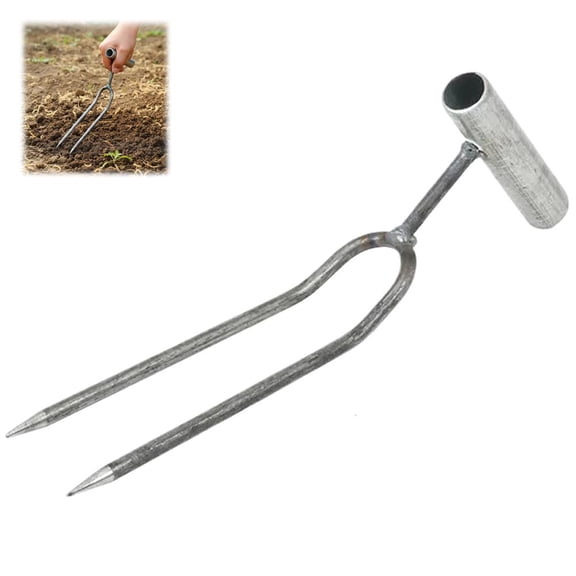 Agiufgs 2-Prong Hand Fork Thickened, Sharp Tines for Weeding and Cultivating, for Garden Weeding Soil Loosening, Black, 1pcs