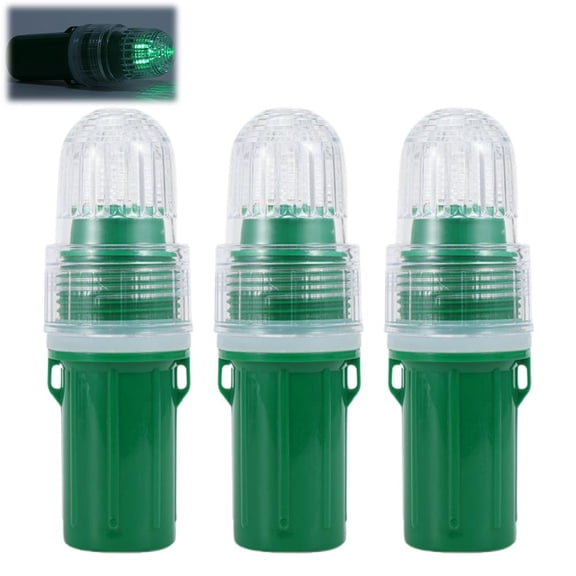 Agiufgs 3 Pack Marine Light ABS, Precise 1-Second Flash Rate for Clear Signaling, for Boat Docking and Navigation Safety, Green Light