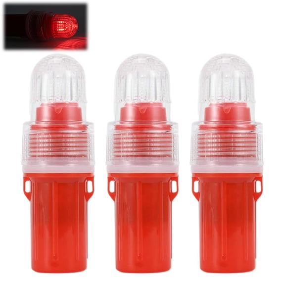 Agiufgs 3 Pack Marine Light ABS, Precise 1-Second Flash Rate for Clear Signaling, for Boat Docking and Navigation Safety, Red Light