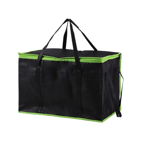 Agiufgs 58 Pack Insulated Tote Bag 22.8" L X 13.8" W X, Keeps Hot or Cold for Hours, for Grocery Shopping Picnics Delivery, Black&green