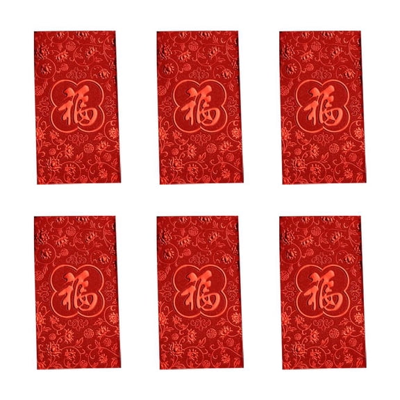 Agiufgs 6 Pack Red Envelopes 6pcs, Traditional Blessing and Good Luck Gifts, for Chinese New Year Weddings and Holidays, Red