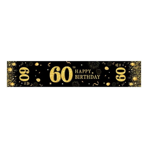 Agiufgs 80th Birthday Table Runner 13.8, Glittery Black and Gold Design with Numbers, for Milestone Birthday Party Decorations, 60 Years Old