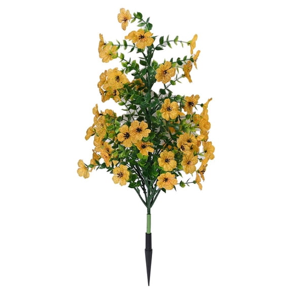 Agiufgs Artificial Violet Ground Plug 22.7 in, No Watering or Pruning Needed, for Garden Beds Pathways Patios Balconies, Yellow