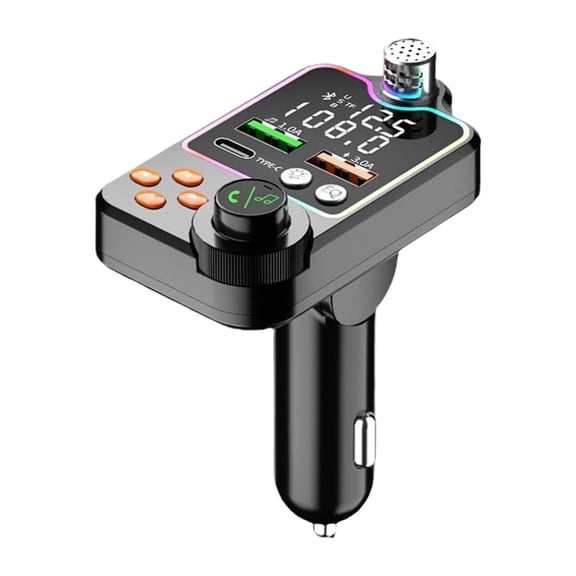 Agiufgs Bluetooth Car Fm Transmitter Dual, Hands-Free Calling and MP3 Player, for Car Cigarette Lighter Setup and Daily Use, White, 1pcs