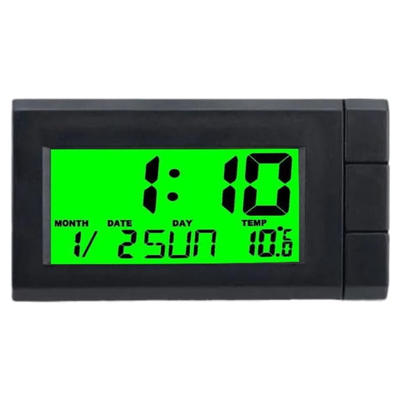 Agiufgs Car Digital Clock ABS Calendar, 2 in 1 Clock and with Large LCD Display, for Dashboard Use Display Use, Green