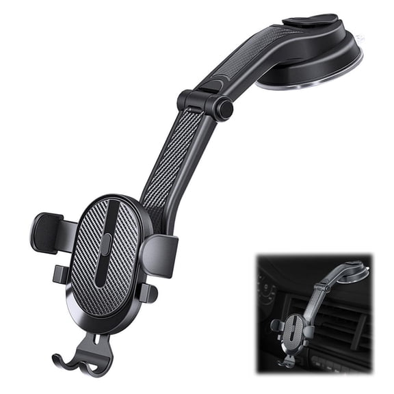 Agiufgs Car Phone Holder Universal ABS Car, One-Button Locking Gravity Linkage, for Dashboard Windshield Mount Display Use, Black, 1pcs