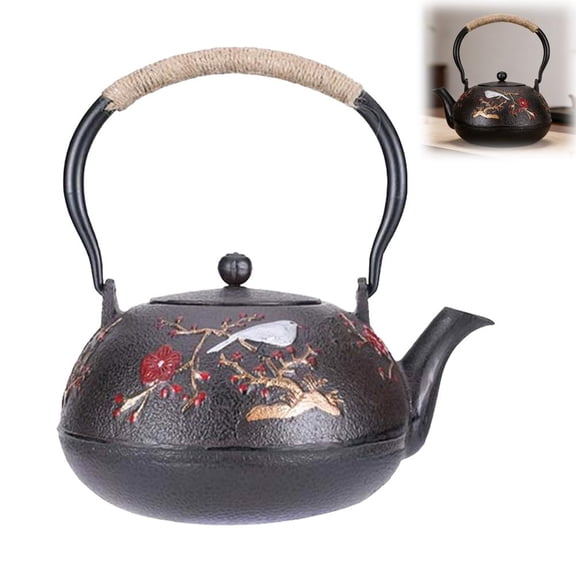 Agiufgs Cast Iron Teapot with Infuser 40.58, Excellent Heat Retention with Stovetop Safe Design, for Tea Ceremony or Daily Brewing, D