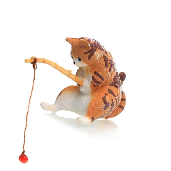 Agiufgs Cat Figurine Resin, Fishing Cat Hanging Decoration, for Fish Tank Aquarium Decor Setup and Daily Use, Multicolor