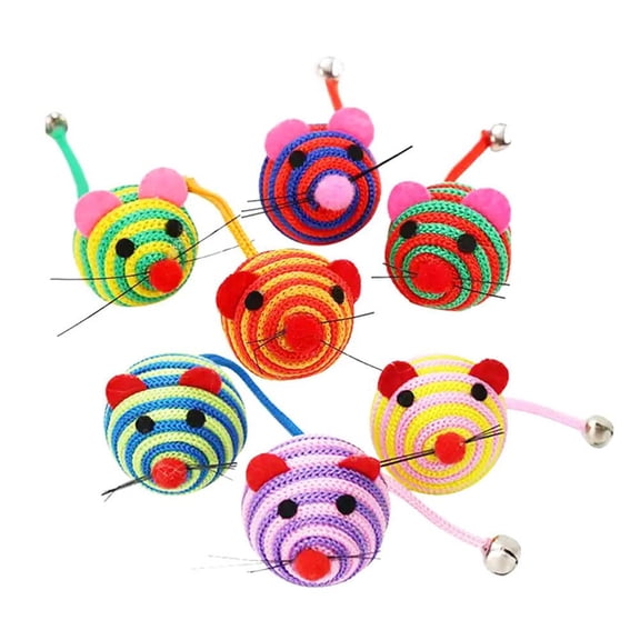 Agiufgs Cat Toy Bell Mouse Nylon, Interactive Sound Toy, for Indoor Cat Play Setup and Daily Use, Multicolor, 1pcs