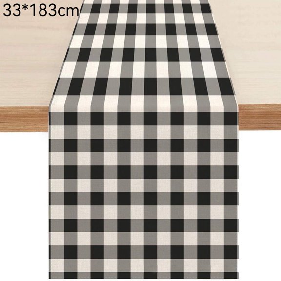 Agiufgs Checkered Pattern Table Runner, Classic Checkered Pattern Adds, for Dining Table Decoration Setup and Daily, Black