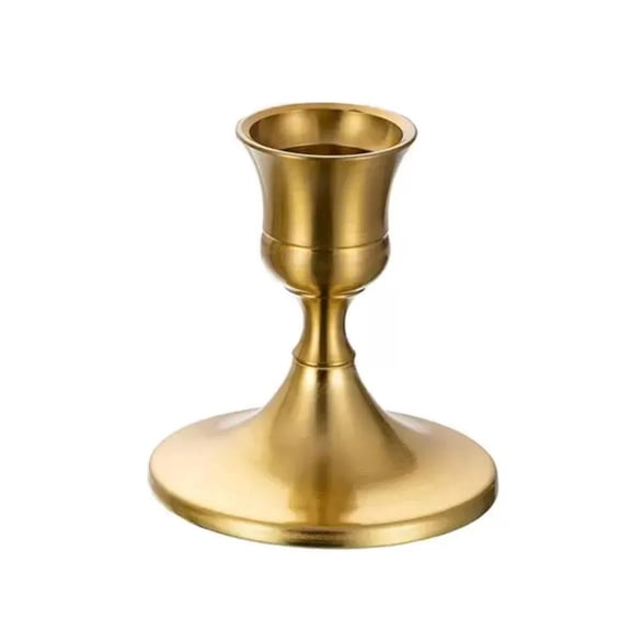 Agiufgs Copper Candlestick 2.76 in, Sturdy Wide Base with Tabletop Design, for Dining Table Centerpiece Setup and Daily Use, Gold, 1pcs