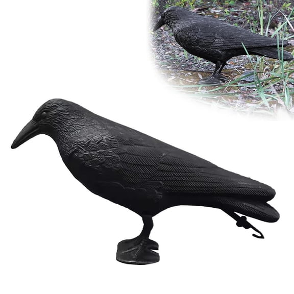 Agiufgs Crow Decoy Plastic, Lifelike Bird Deterrent, for Garden and Crop Protection Setup and Daily Use, Black