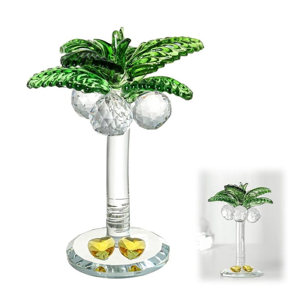 Agiufgs Crystal Palm Tree Figurine, Faceted Sparkling Design with Tabletop Ornament, for Home Office Decor Setup, Yellow