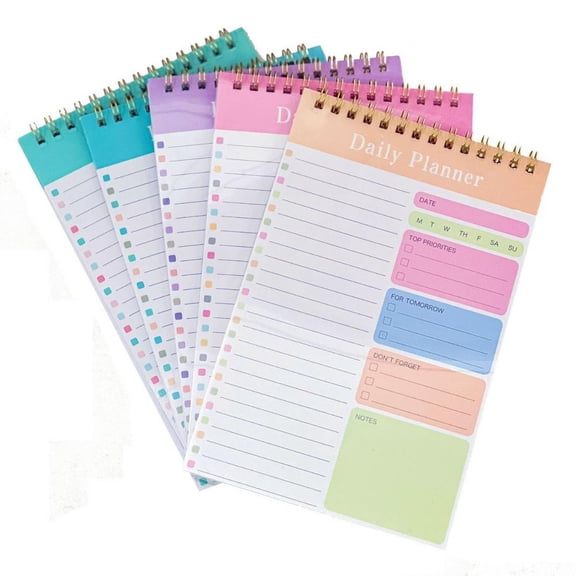 Agiufgs Daily Planner 8.2x5.1x0.2 in, Top-Bound Wire-O Binding for Easy Flat-Lay Writing, for Daily Task Management, Mixed Color