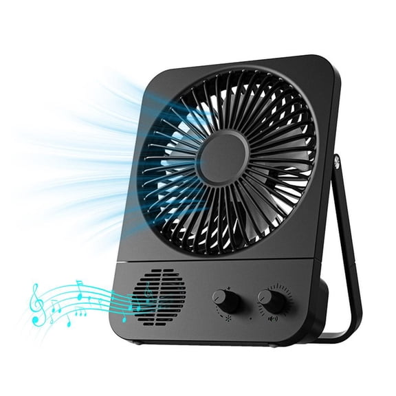 Agiufgs Desk Fan with Speaker 100 Speed, 2-in-1 Cooling and Music, for Office Home Outdoor Travel Setup and Daily Use, Black