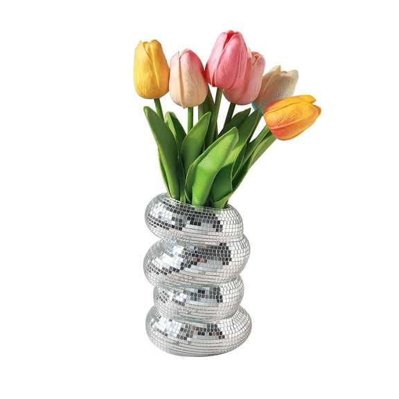 Agiufgs Disco Ball Flower Pot 5.85 X 3.9 in, Mirror Reflects Light, for Indoor Plant Display Setup and Daily Use, Green