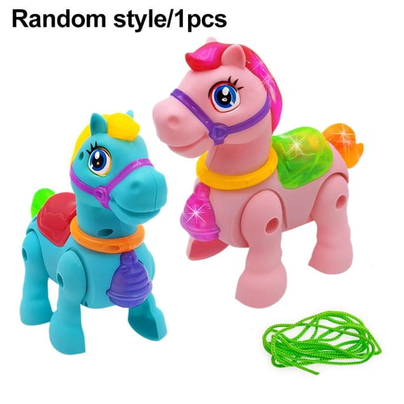 Agiufgs Electric Walking Pony 7.1 X 3.3 X 6.2 in, Walking with Lights and Sounds, for Indoor Play and Pretend Pet Walking, Multicolor, Random Colors