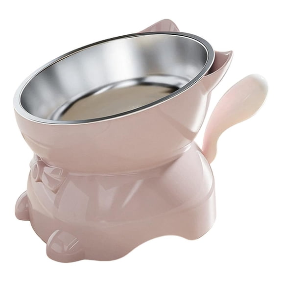 Agiufgs Elevated Pet Bowl Stainless Steel, Promotes Natural Eating Posture, for Cats and Small Dogs Setup and Daily Use, Pink