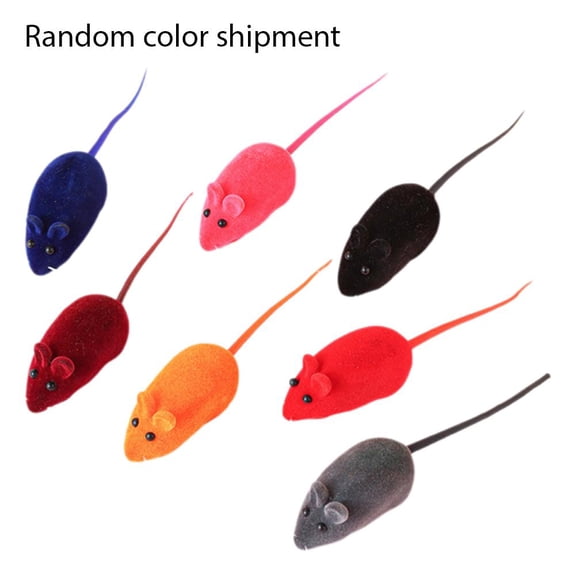 Agiufgs Flocked Mouse Cat Toy, Soft Plush Design Stimulates Hunting Instincts, for Interactive Play with Cats Setup, Multicolor, 1pcs