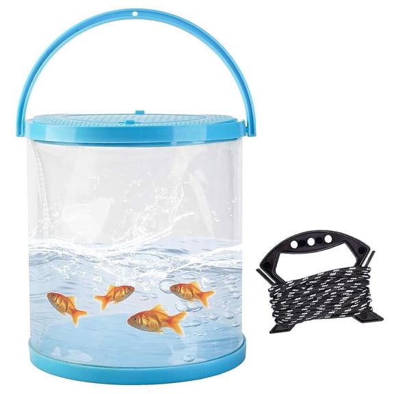 Agiufgs Foldable Fishing Bucket 11 X 9.8 in Eva, High Transparency and Watertight, for Live Bait Storage and Catch Keeping, Blue