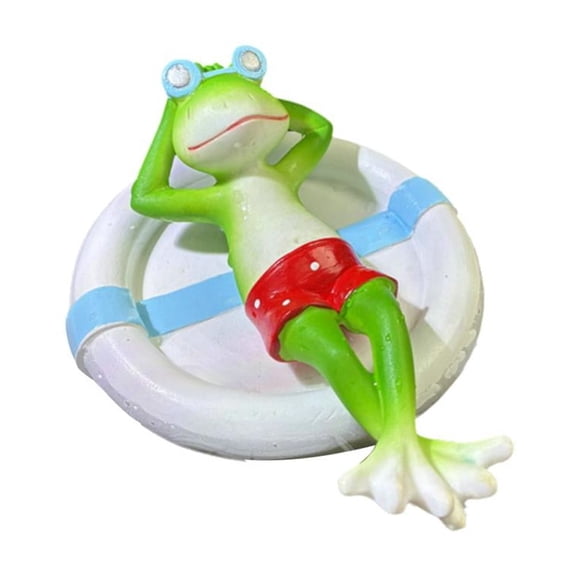 Agiufgs Frog Statue Resin Cute Figurine, Hand Painted Whimsical Decor, for Garden Patio Indoor Shelf Setup and Daily Use, Multicolor, 1pcs