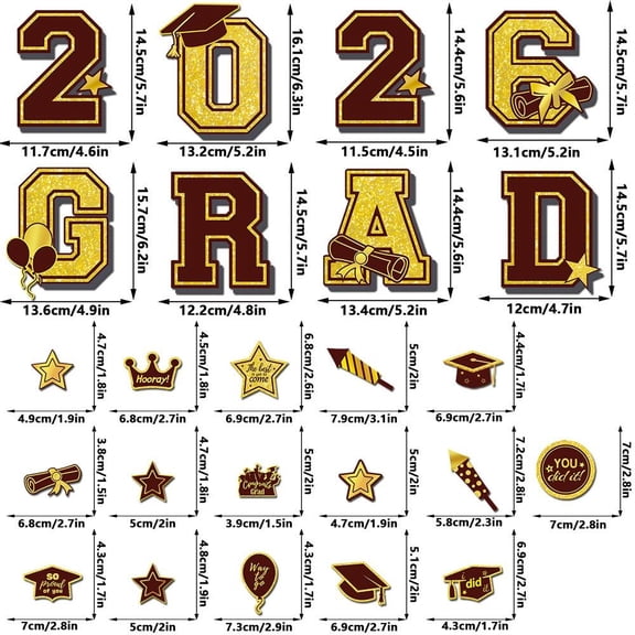 Agiufgs Graduation Magnets Set 6.3, Flexible PVC Soft Magnetic Backing, for Car Parade Garage Door Refrigerator Whiteboard, Red