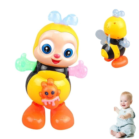 Agiufgs Interactive Dancing Bee Toy, Encourages Walking and Crawling with Music and Lights, for Learning to Walk, Black, One Size