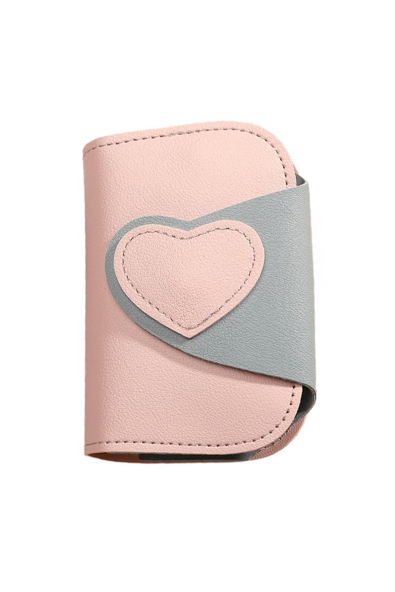 Key Holder Wallet Pu Key Organizer Small Key Case, 6 Key Hooks and Card Slots, for Everyday Carry Pocket or Handbag, Pink