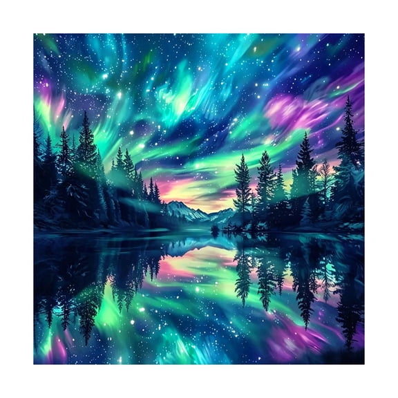 Agiufgs Kit 30x11.81 in Art 5D, Aurora Night Sky Sparkling Design, for Diy Craft for Adults and Beginners, Multicolor, 30x30cm