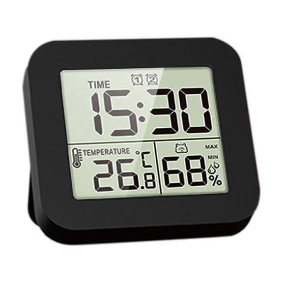 Agiufgs LCD Digital Timer ABS, Displays Time and Ride Data and Humidity, for Shower or Kitchen Use Setup and Daily Use, Black