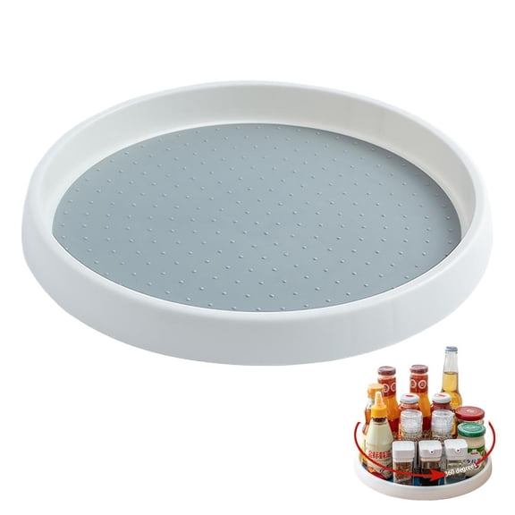 Agiufgs Lazy Susan Turntable Organizer, 360 Degree Rotating with Non Slip Design, for Cabinet Countertop Storage Setup, White, 1pcs