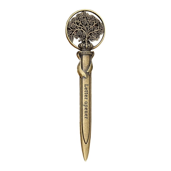 Agiufgs Letter Opener Zinc Alloy, Exquisite Retro Design Smooth Envelope Opening, for Home Office Gift Giving Setup, Gold