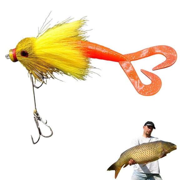 Agiufgs Lure Release Bait 1.23 Oz, Realistic Furry Mouse Movement with Predator Fish Attractant Design, for Deep Sea Boat Fishing, Yellow
