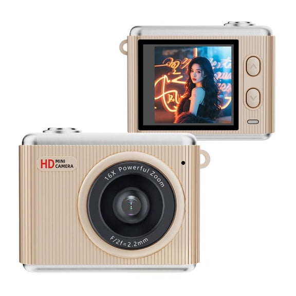 Agiufgs Mini Digital Camera 64MP, 16X Digital Zoom with 1.4-in Ips Display, for Travel and Everyday Photography Setup, Black