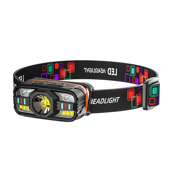 Agiufgs Motion Headlamp ABS LED, Rechargeable with Dual Modes, for Outdoor Activities Night Fishing Setup, Red, 1pcs