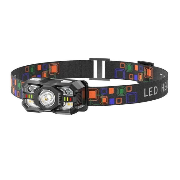Agiufgs Motion Headlamp ABS hands-free, Gesture Sensing Rechargeable Headlamp, for Camping Running and Outdoor Activities, White, 1pcs