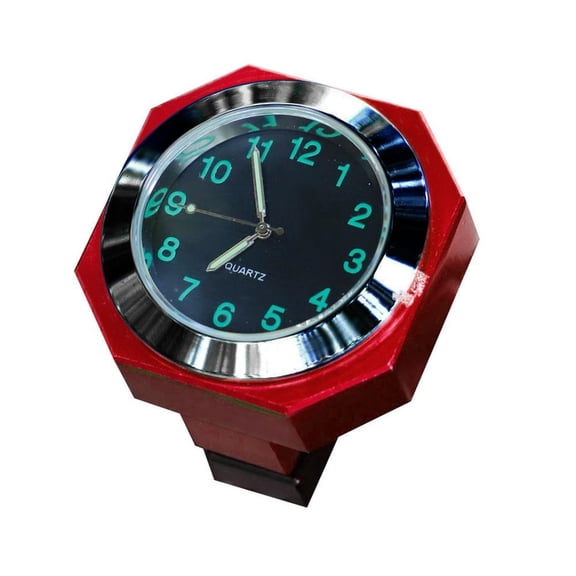 Agiufgs Motorcycle Handlebar Clock Metal, Real-Time Display with Easy Time Setting, for Motorcycles Bicycles and Vehicles, Red