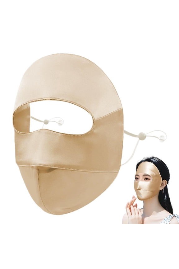 Mulberry Silk Sun Protection Face Mask Upf, Blocks Uva Uvb and Blue Light, for Outdoor Activities and Screen Use, Yellow
