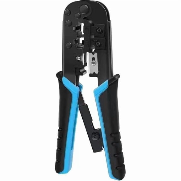 Agiufgs Network Crimping Tool Alloy, Cuts Strips and Crimps RJ45 RJ11 RJ12 Connectors, for Ethernet and Telephone Cable, Multicolor, 1pcs