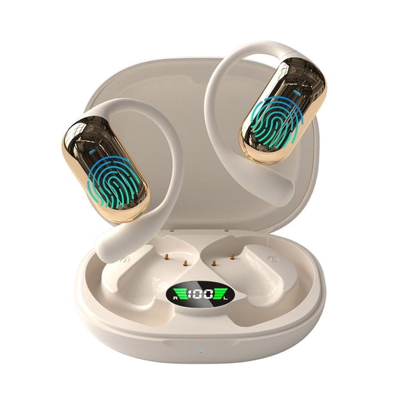 Agiufgs Open Ear Wireless Earbuds, Directional Sound & 360° Spatial Audio, for Workouts Commuting and Office Use, Q16S Nude