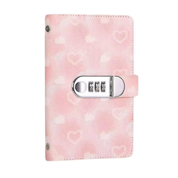 Agiufgs Password Lock Cash Deposit Book Pu, Secure Storage with Combination Lock, for Home Cash Organization and Anti-Theft, Pink