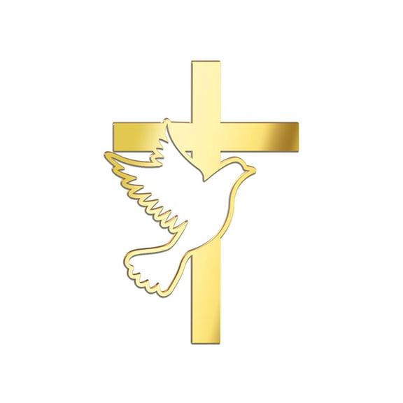 Agiufgs Peace Dove Cake Topper Mirror, Gold Mirror with Intricate Design, for Baptism Christening Communion Cake Decoration, Gold