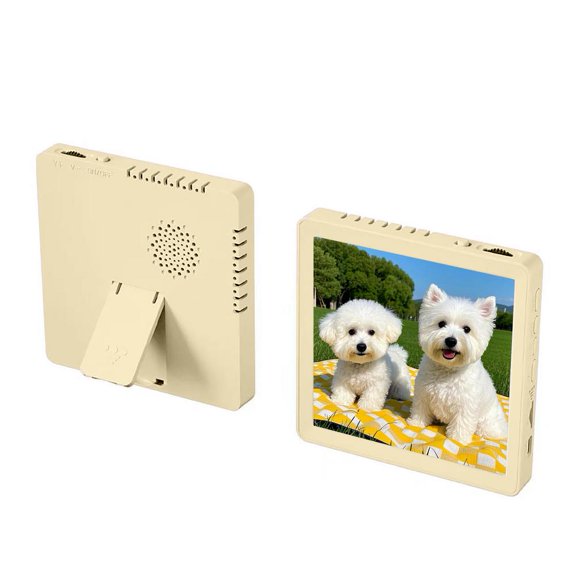 Agiufgs Photo Frame Bluetooth Speaker, Wireless Streaming with Voice Memo, for Desktop Photo Display and Music Playback, Beige