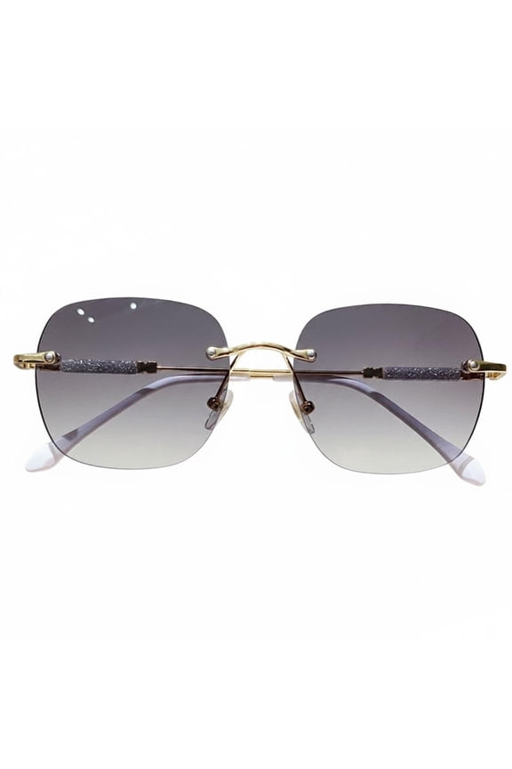 Photochromic Rimless Glasses Metal Frame, Auto Tint From Clear to Grey, for Computer Work and Outdoor Activities, Blue