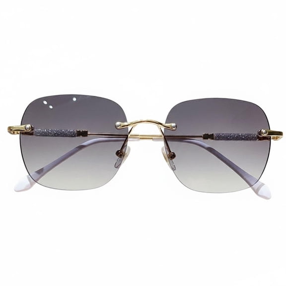 Agiufgs Photochromic Rimless Glasses Metal Frame, Auto Tint From Clear to Grey, for Computer Work and Outdoor Activities, Blue