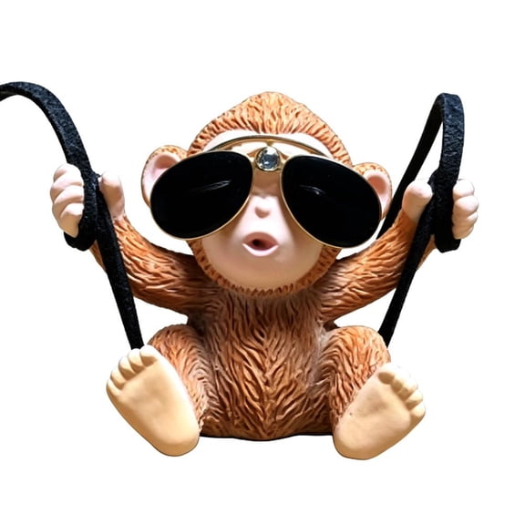 Agiufgs Rearview Mirror Hanging Ornament, Swinging Monkey Design Adds Playful Touch, for Car Interior Decoration Setup, Brown, 1pcs
